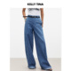 TINA浪漫主义解构工装 牛仔裤 女2025新款 KELLY 格子波点直筒长裤 女