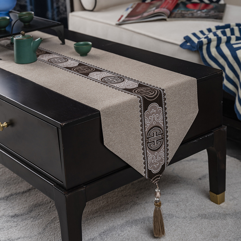 新中式桌旗禅意茶席结婚喜庆茶几桌布长条台布电视柜鞋柜防尘桌垫