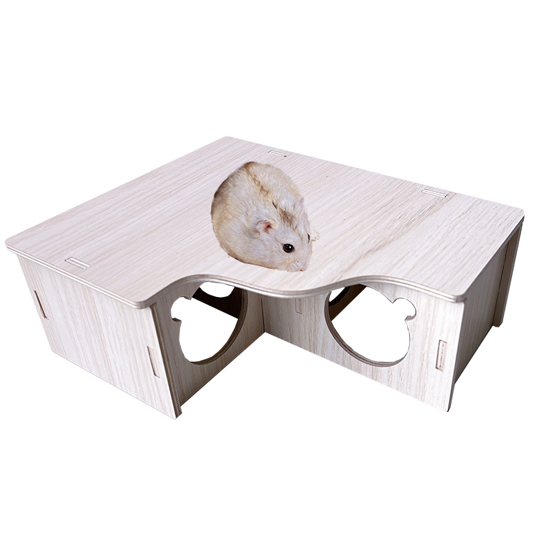 仓鼠三居室防咬睡窝侏儒房子金丝熊刺猬无底大号木质宠物造景玩具