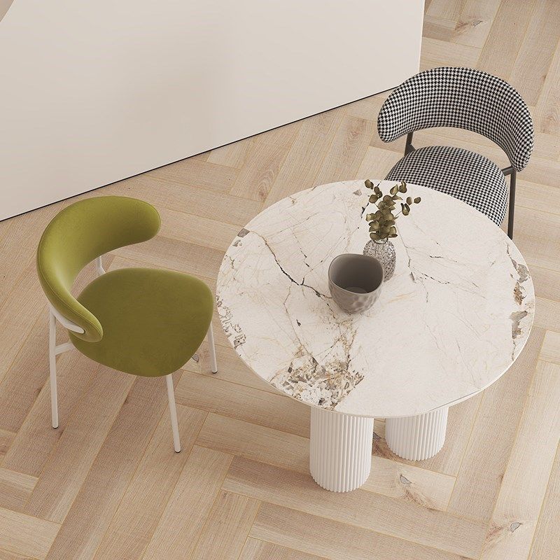 意式极简岩板餐桌轻奢圆形奶油风网红家用创意白色罗马柱圆桌椅子,住宅家具,岩板餐桌,淘宝优惠券,粉丝福利购,淘宝优惠卷