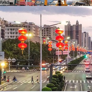 灯笼户外大红灯笼串路灯杆灯笼挂饰街道灯笼印字定制灯杆灯笼支架