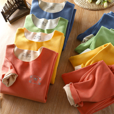 儿童德绒内衣套装秋冬中大童保暖宝宝加绒男童女童加厚秋衣秋裤AB