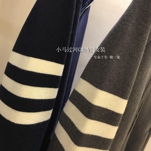 品质绝绝子!!!轻奢柔暖有型拼色条纹立领男士休闲毛衣开衫外套