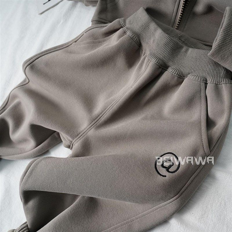 春新款森系儿童纯棉宽松休闲套装 男女童拉链外套休闲裤子两件套,童装/婴儿装/亲子装,套装,淘宝优惠券,粉丝福利购,淘宝优惠卷