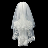 新娘结婚主婚纱头纱领证登记短款 拍照头纱双层蕾丝花边头纱配饰