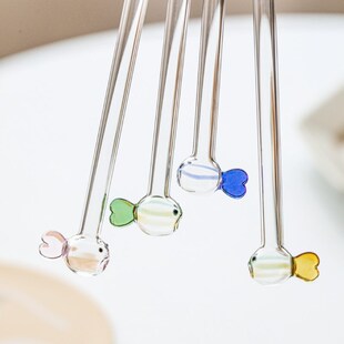 树创意小鱼吸管喝水耐热高硼硅玻璃吸管家用非一次性咖啡搅拌棒