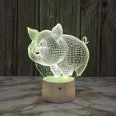 爱猪猪七彩变色氛围台灯卧室床头灯儿童房装 饰伴睡夜灯