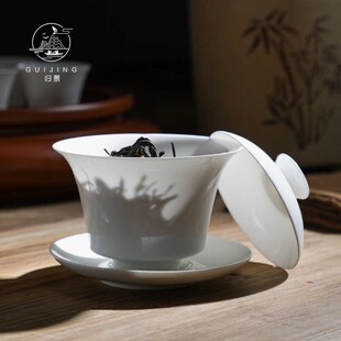 归景丨马蹄丨骨瓷盖碗胎茶碗泡茶碗茶杯装潮州茶具单个功夫茶