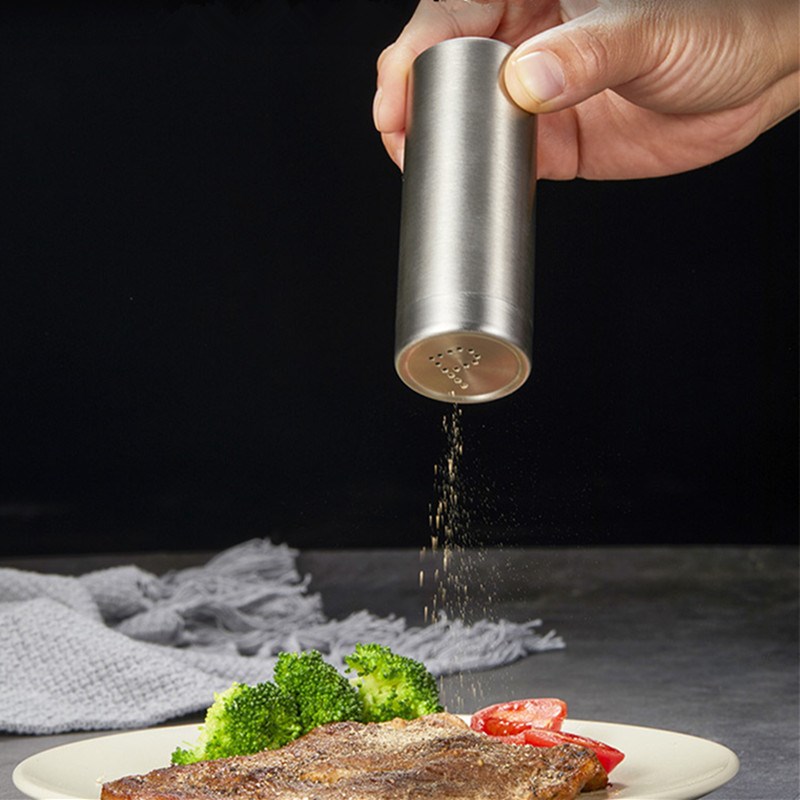 调料瓶极简不锈钢带孔胡椒辣椒粉孜然烧烤调味撒料器盐鸡精调料罐