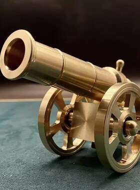 纯黄铜大炮模型意大利炮铜业礼炮把件放炮火炮金属车铜炮