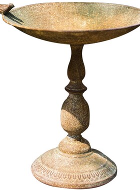 掬涵 铁艺烛台鸟食盆复古高脚器盆园庭院装饰杂货Z