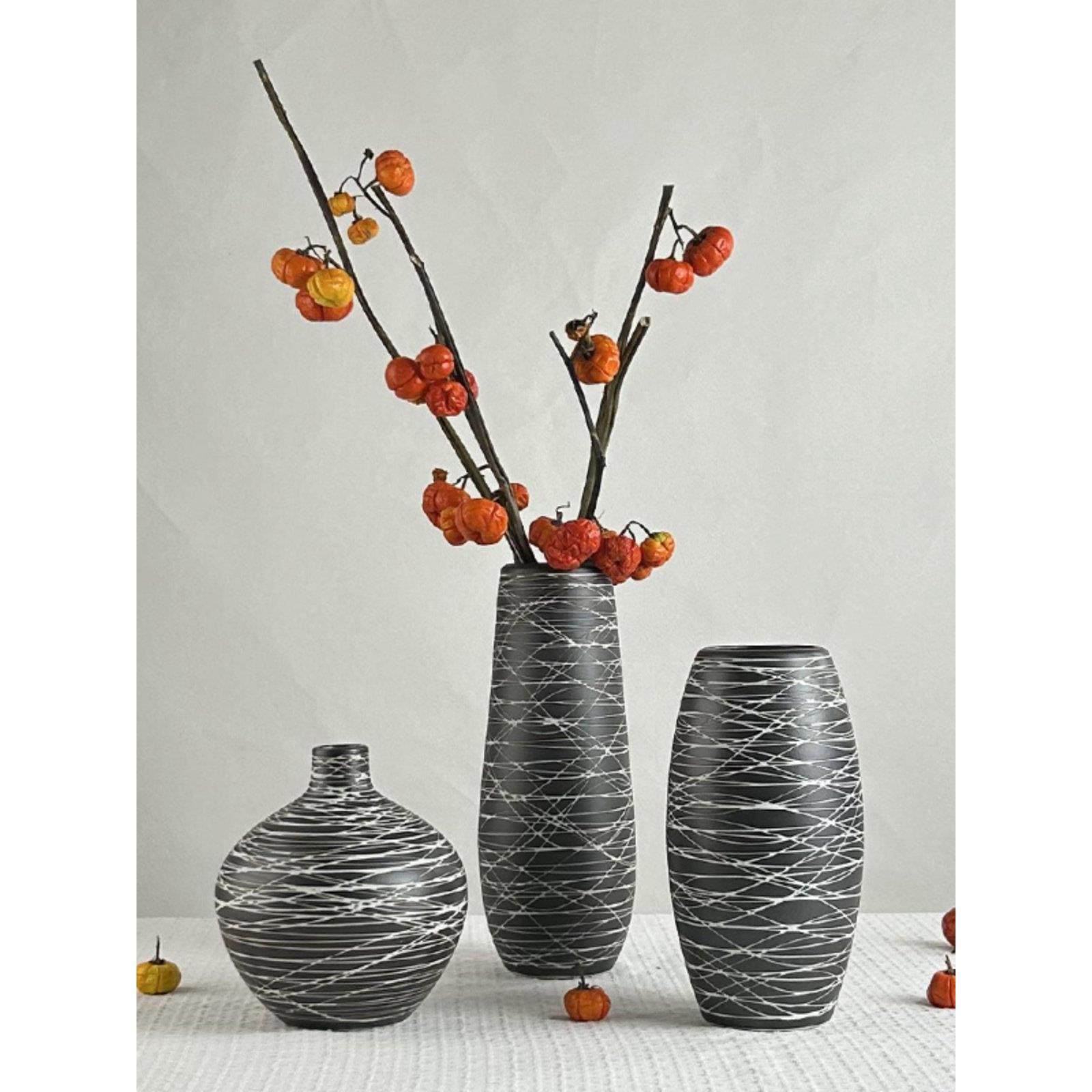 黑色中国风瓦比萨比风格陶瓷花瓶装饰品家居样板房客厅古架装饰软,家居饰品,花瓶,淘宝优惠券,粉丝福利购,淘宝优惠卷