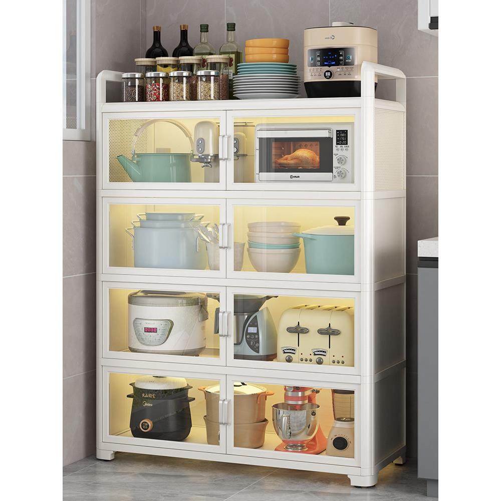 玻璃门防尘落地多层多功能收纳架锅碟收纳柜,厨房/烹饪用具,厨房置物架/置物柜/角架,淘宝优惠券,粉丝福利购,淘宝优惠卷