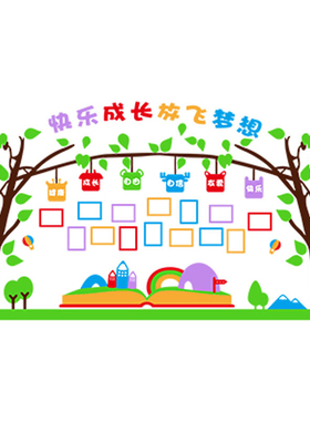 幼儿园成长照片装饰教室立体相框树环境创设布置题墙画