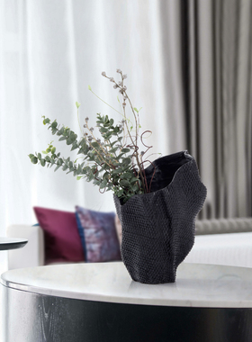 zon 创意现代瓶陶瓷样板间玄关白色树纹器软装饰品