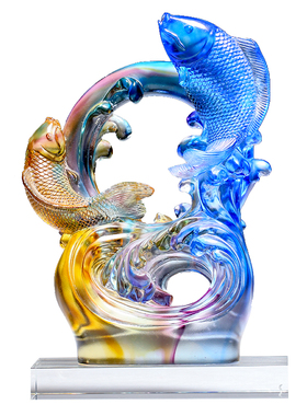 琉璃鱼连年有余新房客厅装饰品业招财乔迁新居礼品工艺品