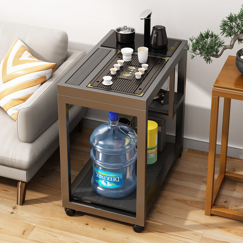 移动茶桌家用小茶台钢木茶车茶几茶具套装自动烧水壶一体茶水柜