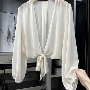 缎上衣女 乔其纱系带防晒开衫 C2558 轻盈清凉 刚需单品