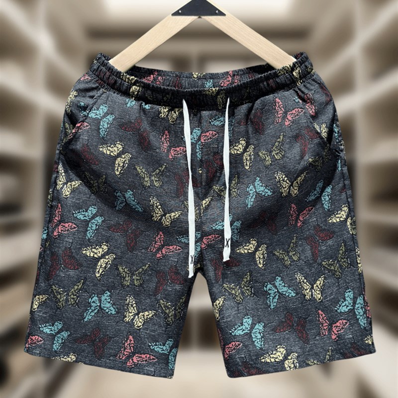 夏季新款男士蝴蝶短裤个性潮流薄款大裤衩男生潮牌休闲五分沙滩裤