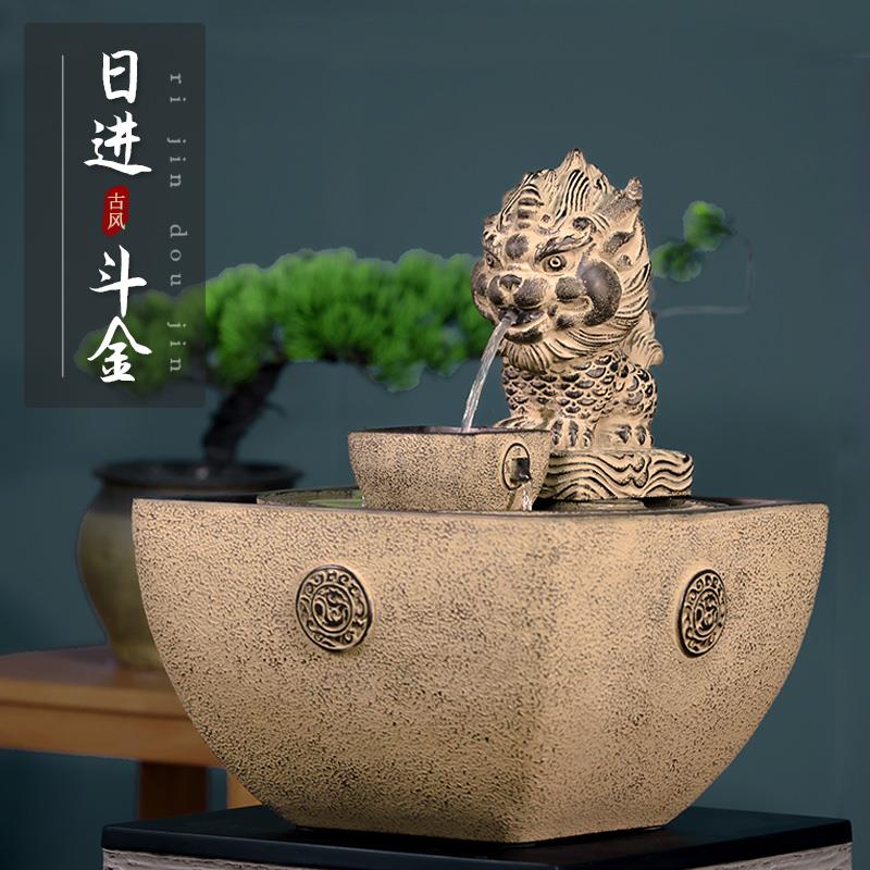 日进斗金麒麟流水生财摆件循环水办公室桌面茶室招财乔迁开业礼品