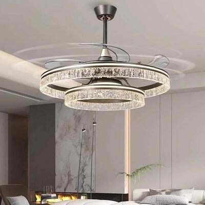 客厅隐形MLP风扇电灯2025款家用一体扇灯轻奢高餐级厅冰裂纹吊扇