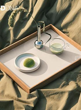 丹麦Lind DNA长方形复古柚木托盘木质咖啡茶具餐具皮革收纳置物盘