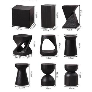 碳化木墩黑色实木木头墩子侘寂风民宿木墩凳摆件