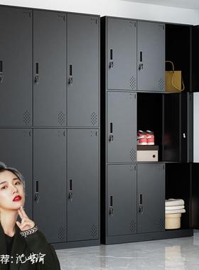 黑色更衣柜员工宿舍铁皮储物柜带锁健身房浴室六门钢制换衣柜子