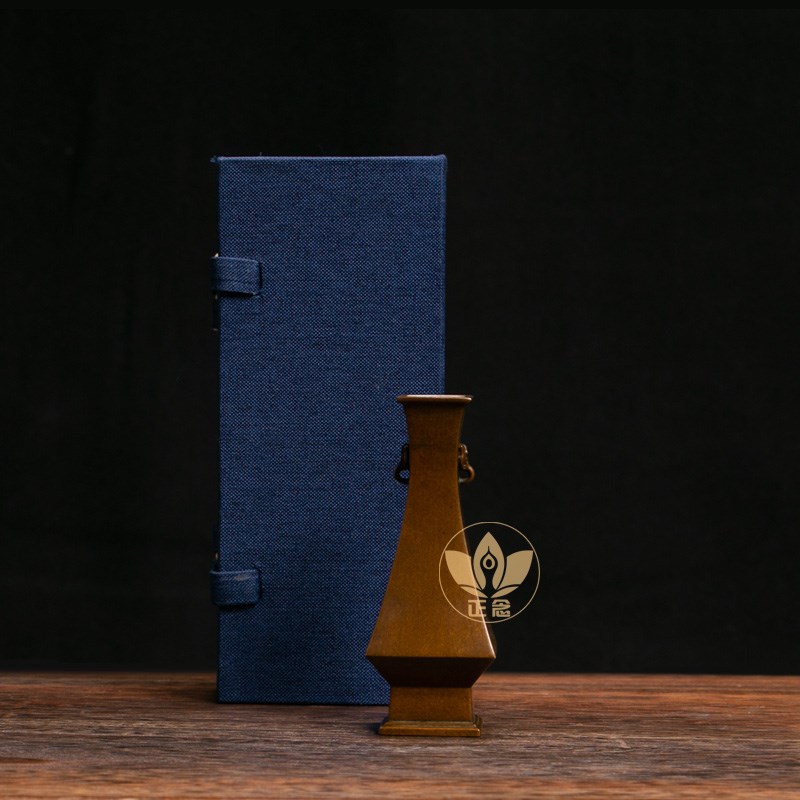 庆松堂苏工铜炉名家胡庆松制紫铜方瓶客厅卧室书房复古铜收藏