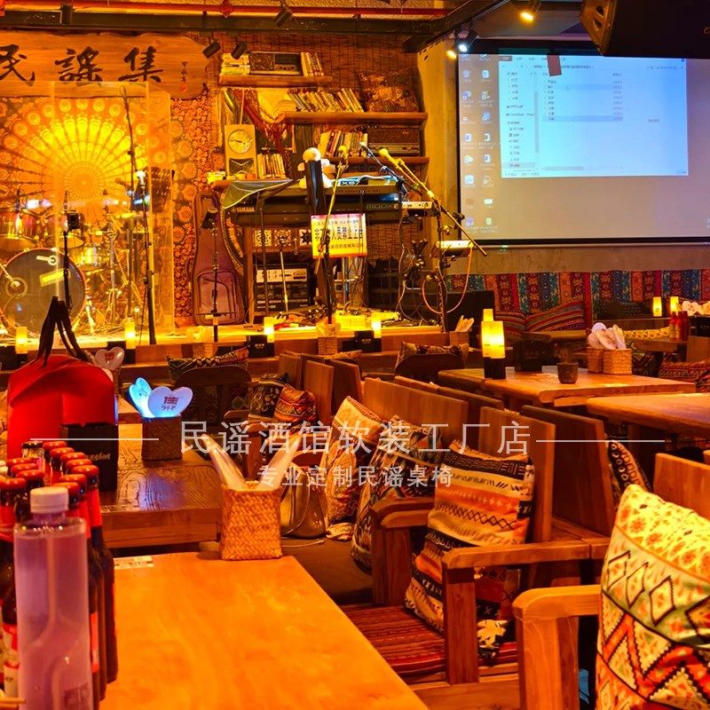 民谣集桌椅民谣酒吧桌子烧烤酒馆桌椅老榆木实木卡座沙发民谣桌椅,住宅家具,实木餐桌,淘宝优惠券,粉丝福利购,淘宝优惠卷