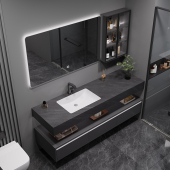 浴室柜酒店风层岩板无缝拼接洗漱台洗脸盆柜盆洗手盆柜