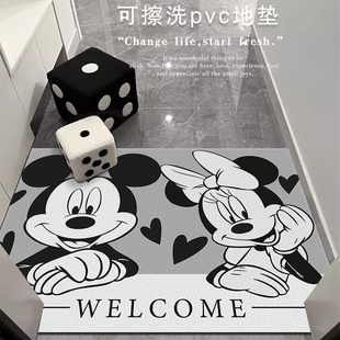 家用米奇入户门地垫pvc可擦免洗玄关进门N垫子大门口蹭脚地毯耐脏