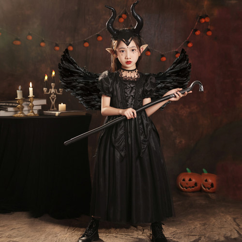 万圣节儿童服装沉睡魔咒女童公主裙角色扮演cos吸血鬼女巫演出服