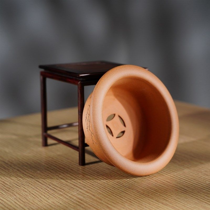 新款名家唯珍宜兴原矿段泥圆口微型小号迷你精工手工细刻绘紫砂盆