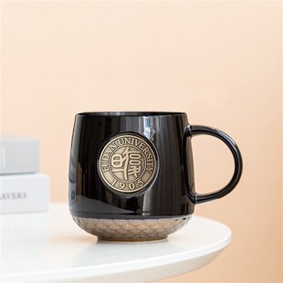 高桌铜牌杯复旦大学杯子定制logo马克杯高中初中校徽纪念铜章礼品