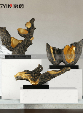 雕塑艺术品酒店大堂售楼部前台创意玻璃钢抽象装饰工艺品禅意摆件