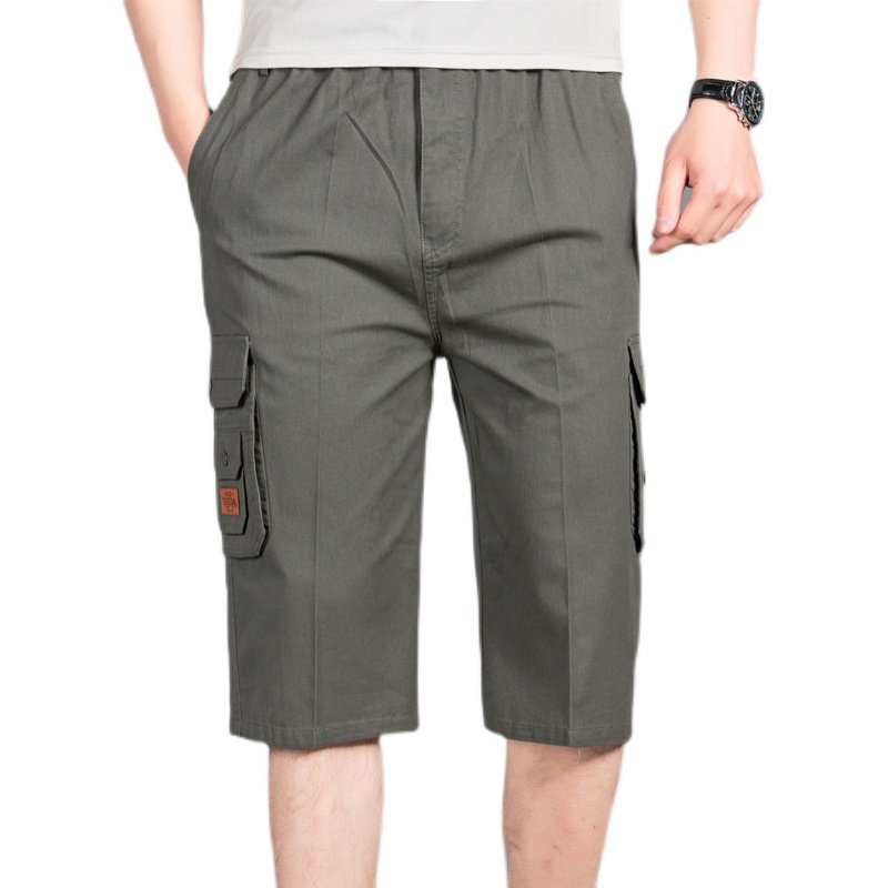 中老年男七分裤父亲薄款休闲短裤松紧纯棉宽松中裤爸爸沙滩7分裤,男装,休闲裤,淘宝优惠券,粉丝福利购,淘宝优惠卷