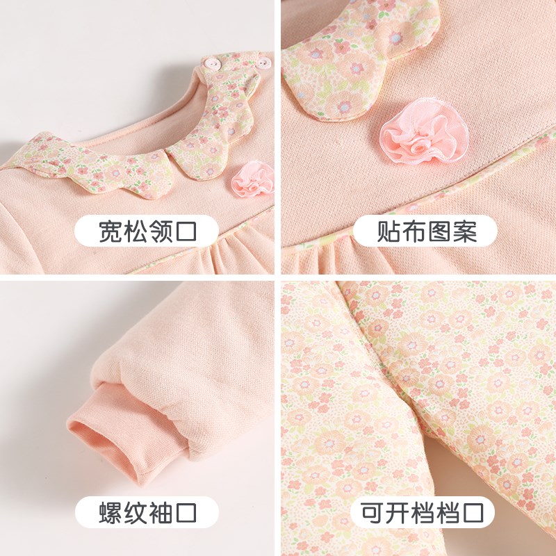 【夹棉保暖】女童棉衣薄棉内衣套装冬季内穿婴儿童宝宝秋冬装睡衣
