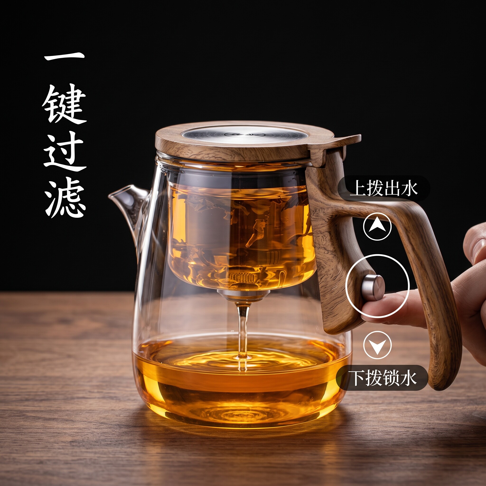 顶壶2026新款茶水分离玻璃泡茶壶年轻人办公室小青柑磁吸式飘逸杯