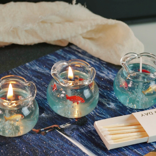 泡泡小鱼缸香薰蜡烛送闺蜜女生礼物小众精致可爱摆件卧室氛围淡香