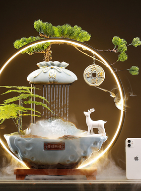 乔迁开业礼品招财猫流水喷泉摆件循环水生财办公室桌面客厅台玄关