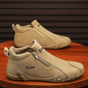 劳保男鞋春秋款男士一脚蹬侧拉链马丁靴运动休闲八爪鱼防滑工作鞋