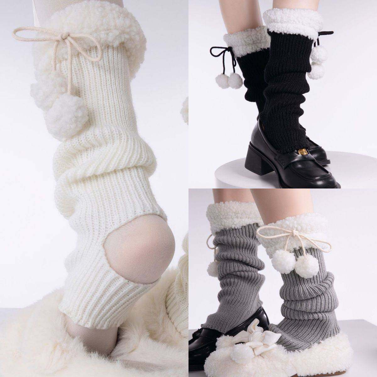羊羔毛针织袜套秋冬lolita可爱毛绒腿套日系jk花边中筒,女士内衣/男士内衣/家居服,长筒袜,淘宝优惠券,粉丝福利购,淘宝优惠卷