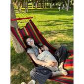 彩虹吊床户外防侧翻加粗绑绳成人秋千加厚家用室内野外吊椅吊床