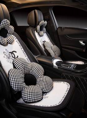 女士布艺汽车坐垫5系3系model3YBMWMINI宾士c260l三件套a200lglc