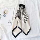 复古文艺条纹扎头发丝巾发饰发带 可拆两用ins装 饰编发方巾头绳