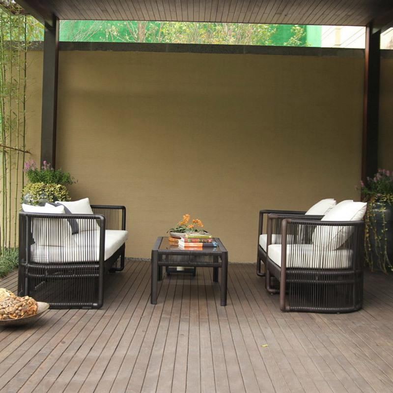 创意新中式风格户外藤椅沙发藤家具室外庭院花园休闲藤编桌椅组合