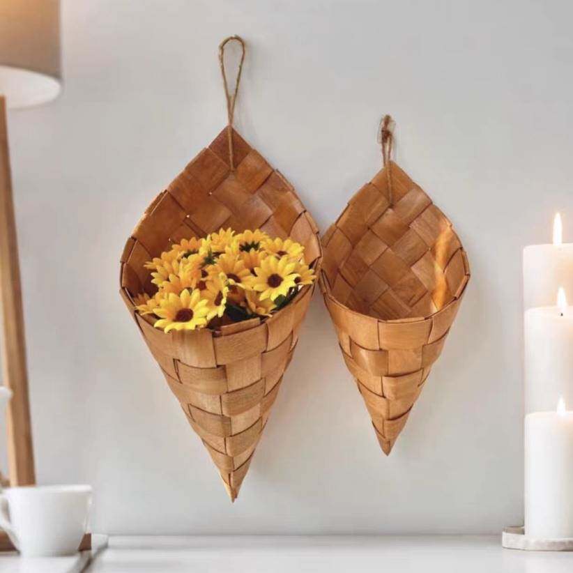 网红柳编挂篮花篮藤编伴手礼ins风壁挂收纳筐阳台厨房田园手工