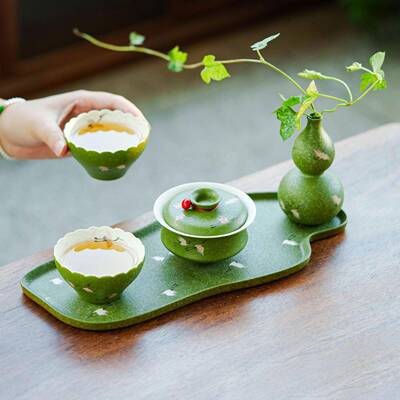 小青柑鹤舞长空功夫茶具套装陶瓷茶杯盖碗办公室泡茶器具高档轻奢