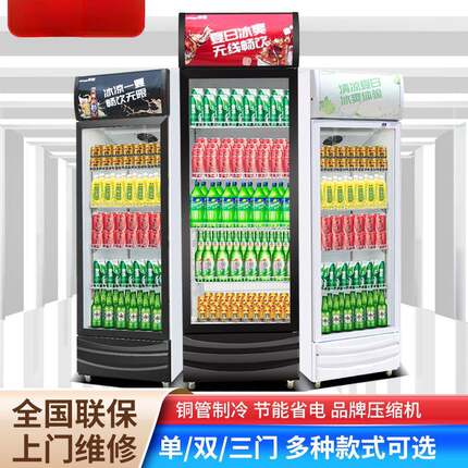 冷藏展示柜啤酒双门柜饭店冰箱单门超市饮料柜冰柜立式商用保鲜柜